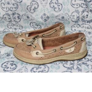 Sperry Top-Siders Women's Tan Leather Floral Cutouts Boat Shoes Size 6.5M‎